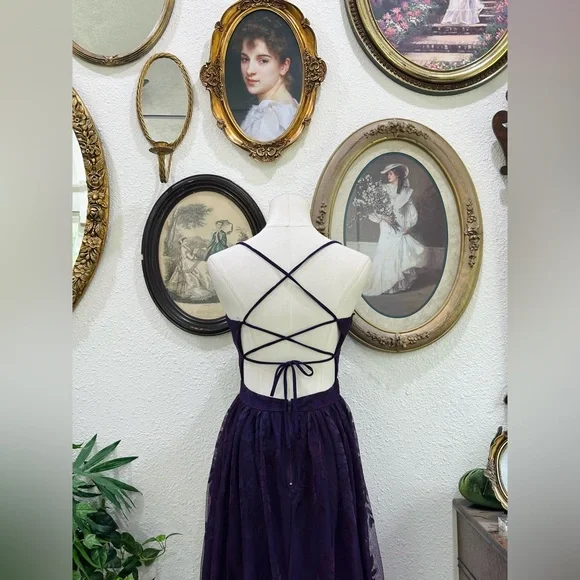 Windsor Deep Purple Lace Prom Gown - Picture 5 of 8